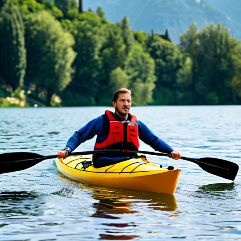 **
"A certified recreational sports instructor, fully clothed in appropriate athletic wear, demonstrating kayaking techniques on a calm Italian lake, safe for work, perfect anatomy, natural pose, professional instruction, modest attire, family-friendly, high-quality photo."
**
