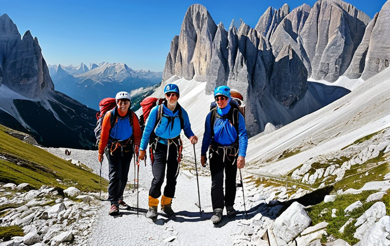**
"A professional mountain guide, fully clothed in appropriate mountaineering gear, leading a group of hikers on a challenging alpine trail in the Dolomites, Italy. Rugged terrain, clear blue sky, perfect anatomy, correct proportions, natural pose, well-formed hands, proper finger count, natural body proportions, safe for work, appropriate content, professional, family-friendly, modest."
**