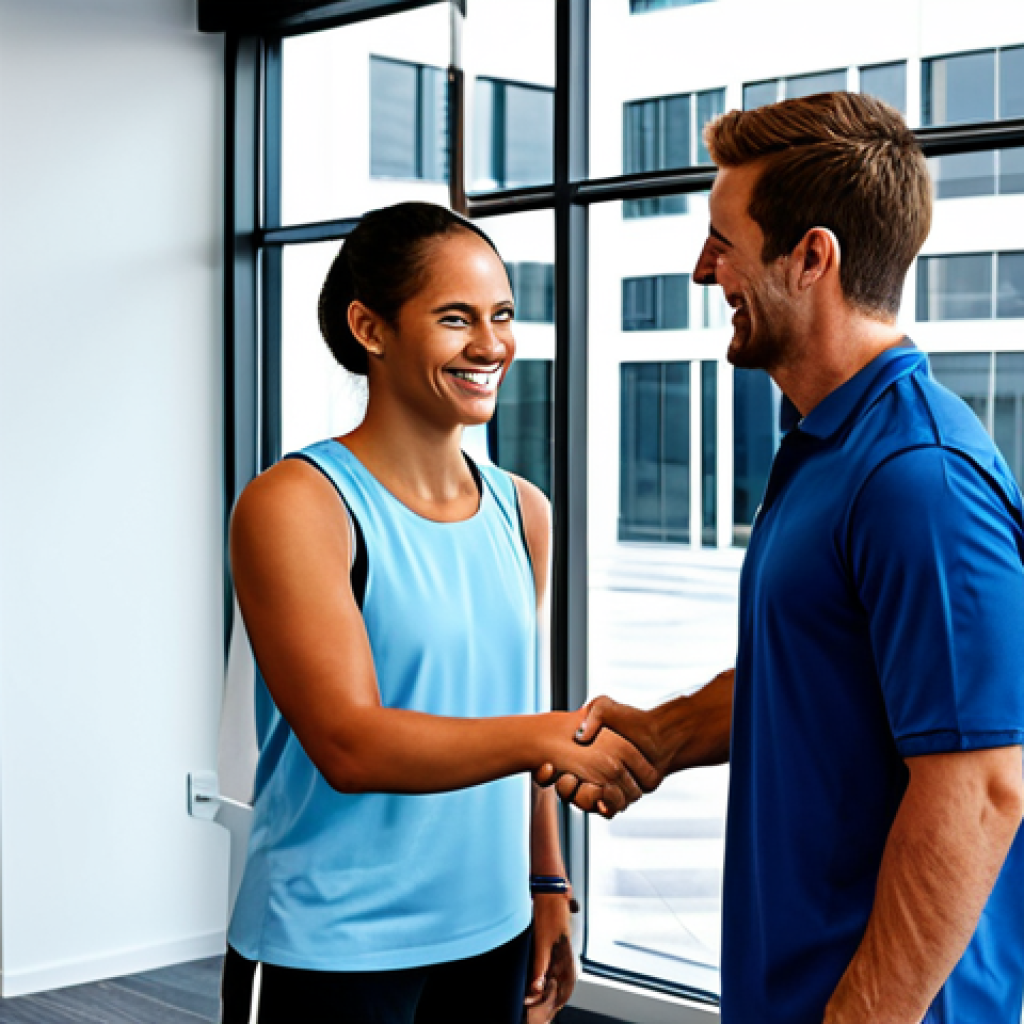 LinkedIn Networking**

"A professional sports instructor, fully clothed in appropriate athletic wear, smiling and shaking hands with a potential employer at a modern office building, safe for work, professional environment, perfect anatomy, correct proportions, friendly and approachable, natural pose, well-formed hands, proper finger count, high-quality digital art."

**