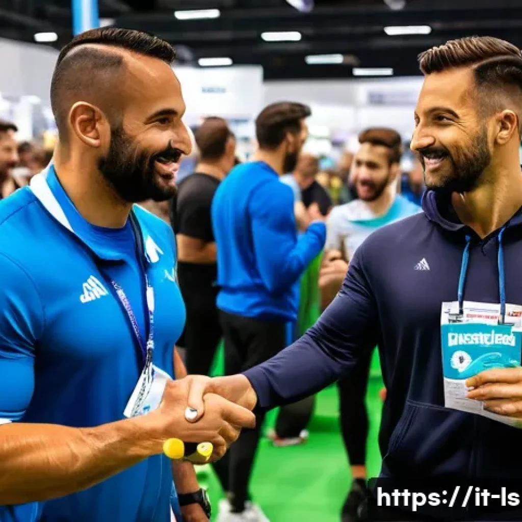 레저스포츠지도자 취업 후 업무환경 적응 팁 - **Prompt**: A vibrant and energetic scene at a fitness and wellness expo in a modern Italian convent...