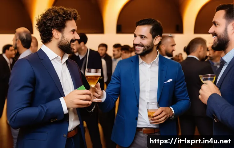 레저스포츠지도자 관련 학회 및 네트워킹 기회 - **A professional networking event in the Italian sports industry:**
"A bustling, bright, and mod...