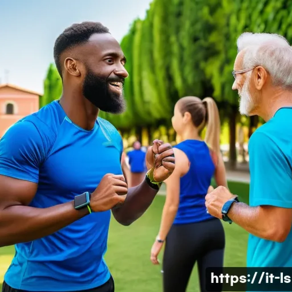 레저스포츠지도자와 스포츠산업의 미래 전망 - A vibrant community sports leader passionately motivating a diverse group of participants of all age...