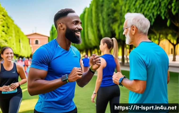 레저스포츠지도자와 스포츠산업의 미래 전망 - A vibrant community sports leader passionately motivating a diverse group of participants of all age...