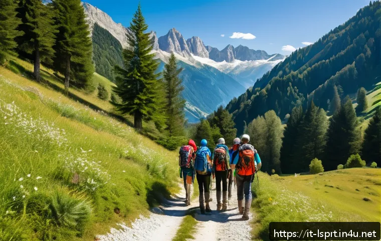 레저스포츠지도자와 관련된 정부 지원 사업 - A professional outdoor sports instructor leading a diverse group of young adults through a mountain ...
