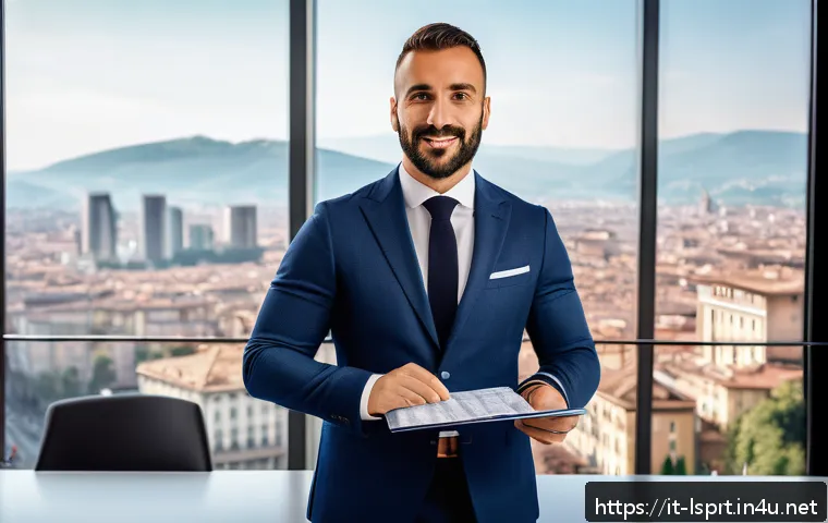 레저스포츠지도자 자격증 취득 후 연봉 협상 성공 비결 - A professional Italian sports instructor negotiating salary in a modern Milan office, dressed in sma...