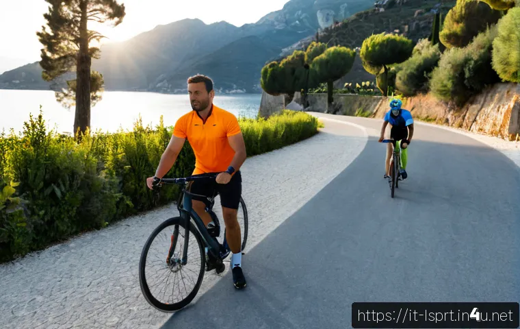 레저스포츠지도자와 유사 자격증 비교 - Photorealistic Italian outdoor sports training scene, a confident adult recreation sports instructor...
