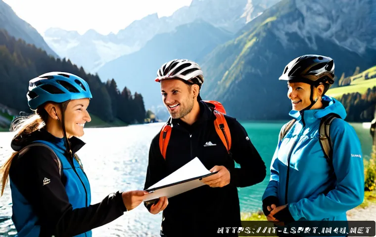 Home 17 레저스포츠지도자 해외 취업 성공 후기 - Photorealistic lifestyle scene of a confident Italian outdoor sports instructor celebrating a succes...